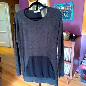 Zara long sleeve shirt top with sheer front pocket